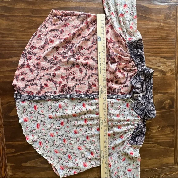 Free People Dani Sheer Boho Festival Floral Paisley Animal Print Button Blouse S - Picture 9 of 9